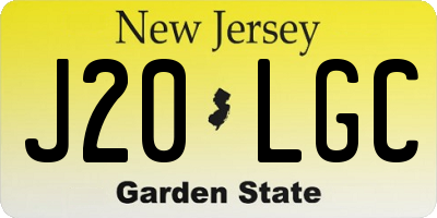 NJ license plate J20LGC