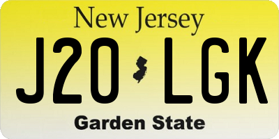 NJ license plate J20LGK