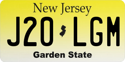 NJ license plate J20LGM