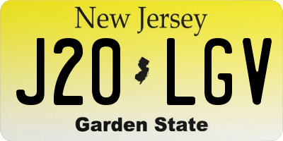 NJ license plate J20LGV