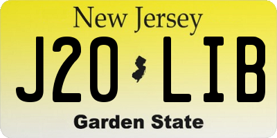 NJ license plate J20LIB