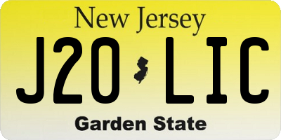 NJ license plate J20LIC