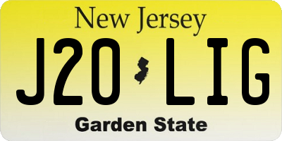 NJ license plate J20LIG