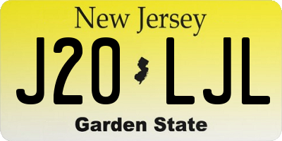 NJ license plate J20LJL