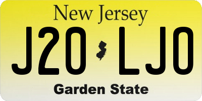 NJ license plate J20LJO