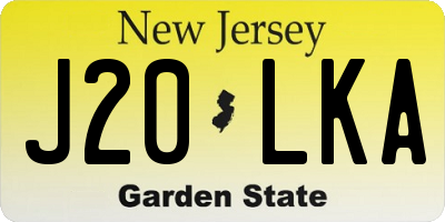 NJ license plate J20LKA