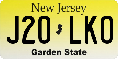 NJ license plate J20LKO