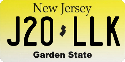 NJ license plate J20LLK