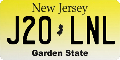 NJ license plate J20LNL