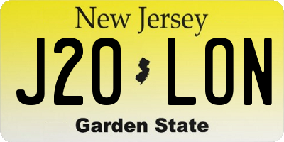 NJ license plate J20LON