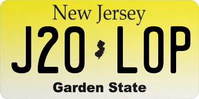 NJ license plate J20LOP