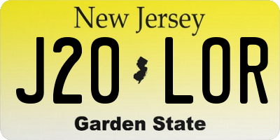 NJ license plate J20LOR