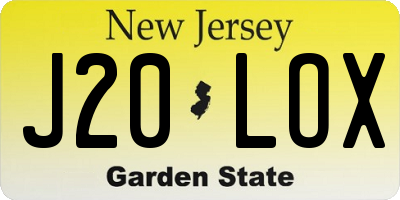 NJ license plate J20LOX