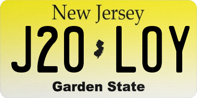 NJ license plate J20LOY