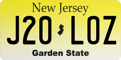 NJ license plate J20LOZ