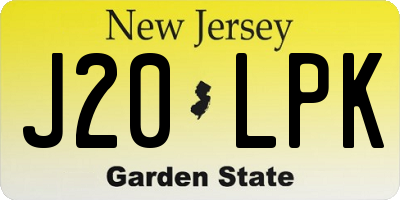 NJ license plate J20LPK