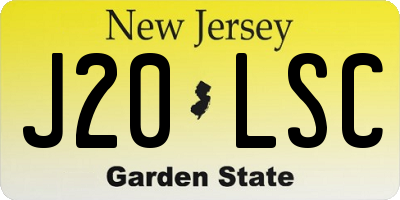 NJ license plate J20LSC