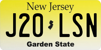 NJ license plate J20LSN