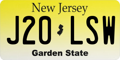 NJ license plate J20LSW