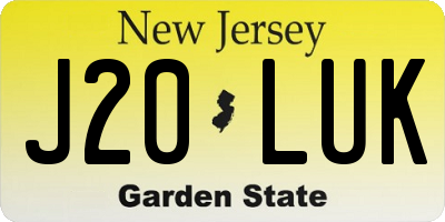 NJ license plate J20LUK