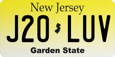 NJ license plate J20LUV