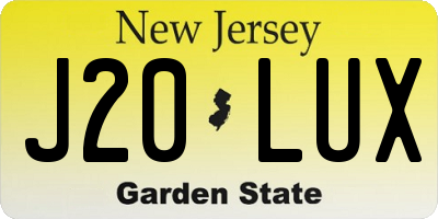 NJ license plate J20LUX
