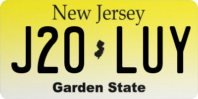 NJ license plate J20LUY