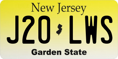 NJ license plate J20LWS