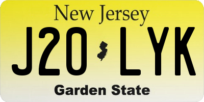 NJ license plate J20LYK