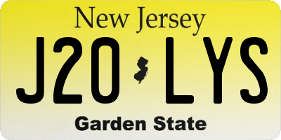 NJ license plate J20LYS