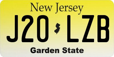 NJ license plate J20LZB