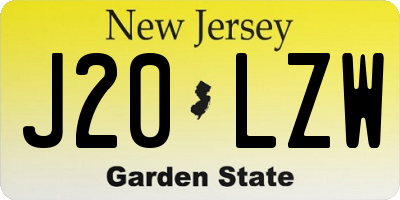 NJ license plate J20LZW