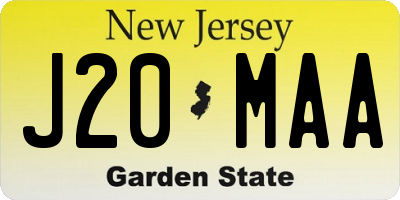 NJ license plate J20MAA