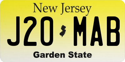 NJ license plate J20MAB