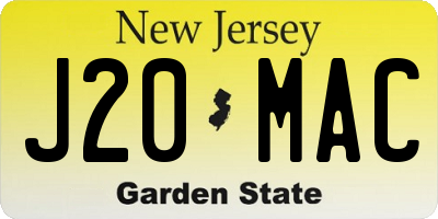 NJ license plate J20MAC