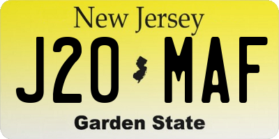 NJ license plate J20MAF