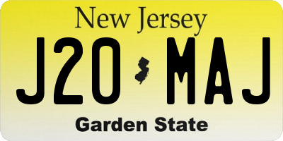 NJ license plate J20MAJ