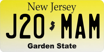 NJ license plate J20MAM