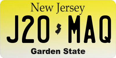 NJ license plate J20MAQ