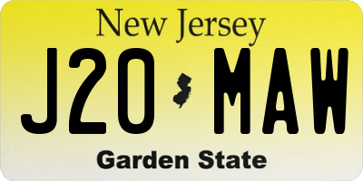 NJ license plate J20MAW