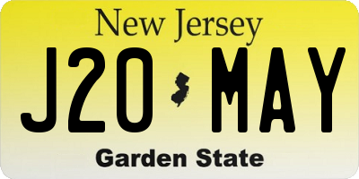 NJ license plate J20MAY