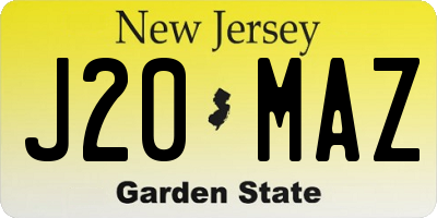 NJ license plate J20MAZ
