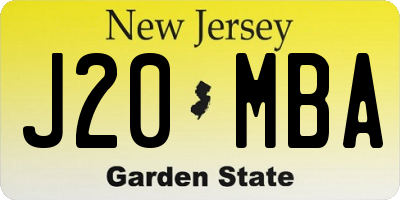 NJ license plate J20MBA