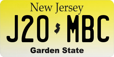 NJ license plate J20MBC