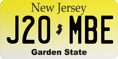 NJ license plate J20MBE
