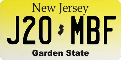 NJ license plate J20MBF