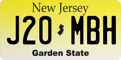 NJ license plate J20MBH