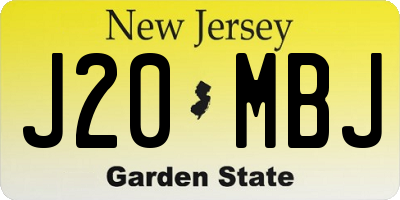 NJ license plate J20MBJ