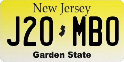 NJ license plate J20MBO