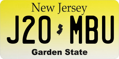 NJ license plate J20MBU
